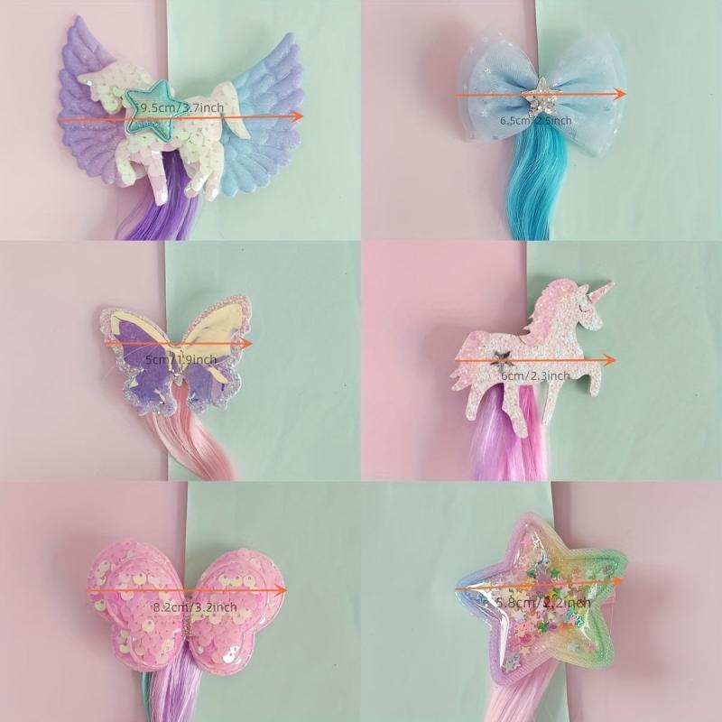 6pcs Colorful Synthetic Clip In Hair Extensions for Cosplay Party