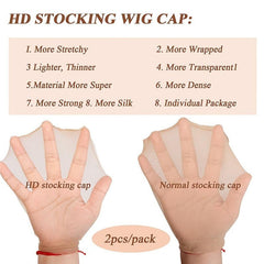 12 PCS HD Wig Caps For Women Skin Thin Invisible Nylon Stocking HD Wig Caps