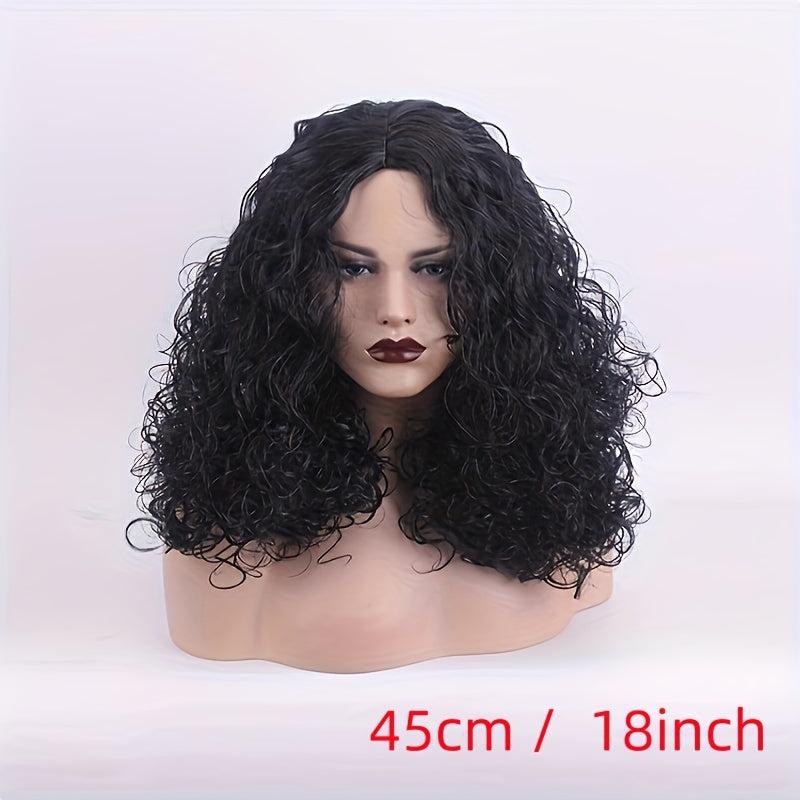 Shoulder Length Afro Curly Wig For Women Natural Looking Synthetic Wigs