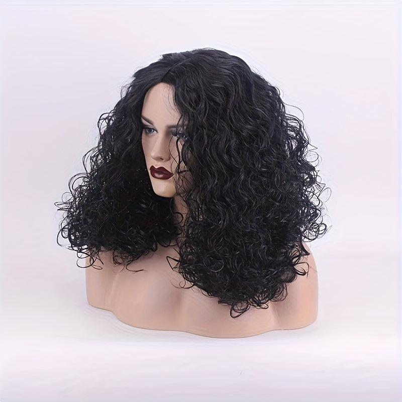 Shoulder Length Afro Curly Wig For Women Natural Looking Synthetic Wigs