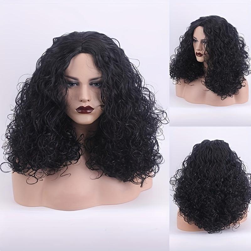 Shoulder Length Afro Curly Wig For Women Natural Looking Synthetic Wigs