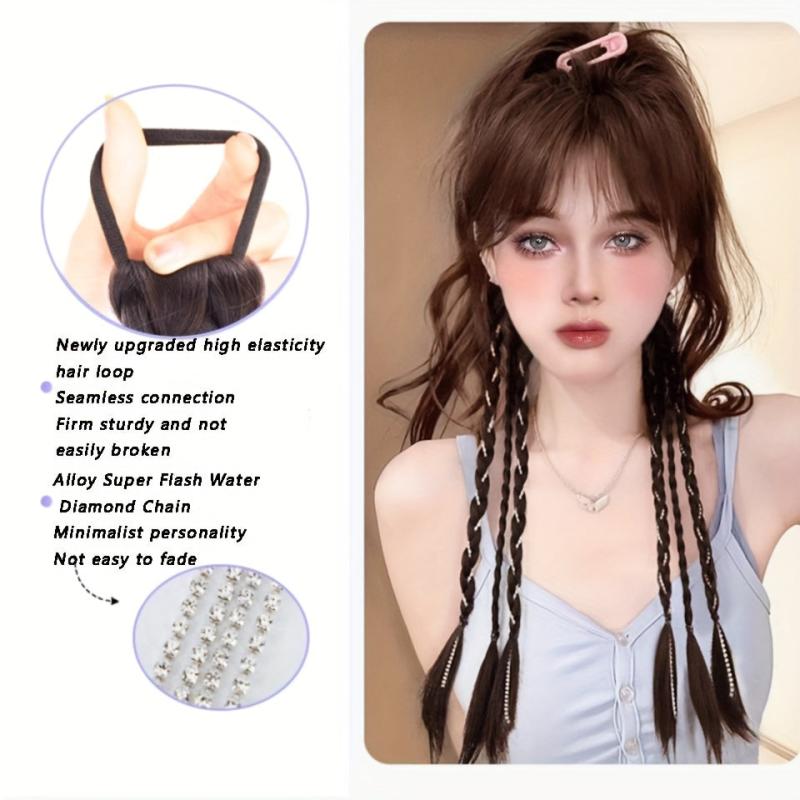 Braid Ponytail With Elastic Hair Rope Synthetic Hair Extensions