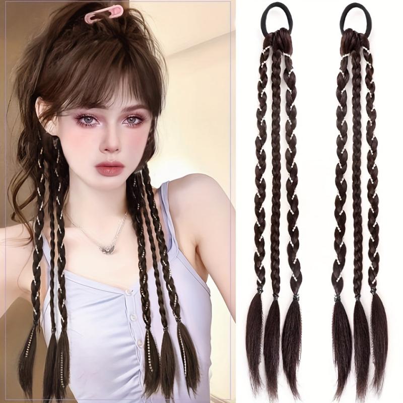 Braid Ponytail With Elastic Hair Rope Synthetic Hair Extensions