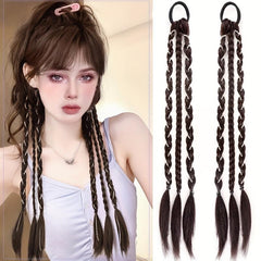 Braid Ponytail With Elastic Hair Rope Synthetic Hair Extensions
