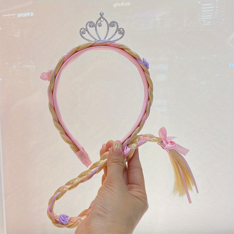 Princess Braided Headband Medium Long Braids Synthetic Hair Anime Cosplay