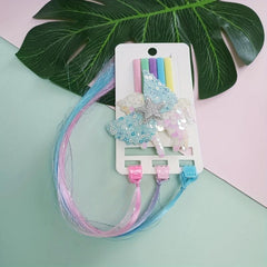 Colorful Short Straight Hair Pieces Synthetic Clip In Hair Extensions