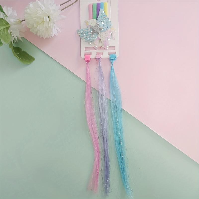 Colorful Short Straight Hair Pieces Synthetic Clip In Hair Extensions