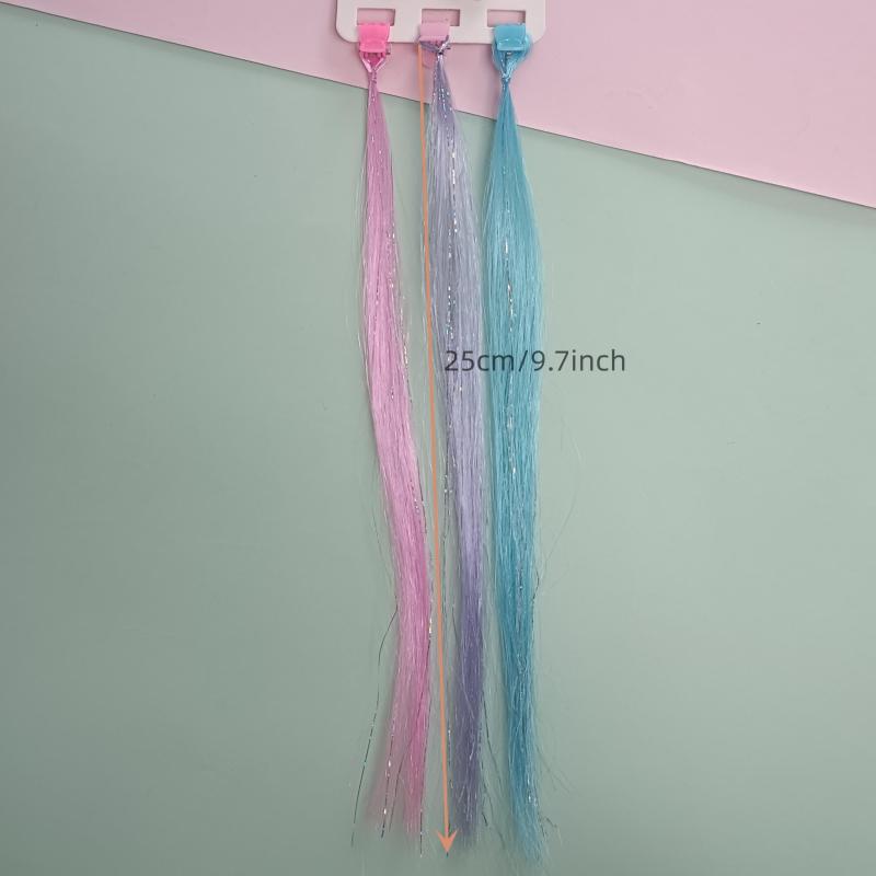 Colorful Short Straight Hair Pieces Synthetic Clip In Hair Extensions