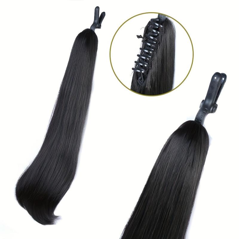 Synthetic Long Straight Claw Clip Ponytail Hair Extension