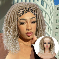 Ombre Brown Blonde 613 Locs Headband Curly Hair Wig
