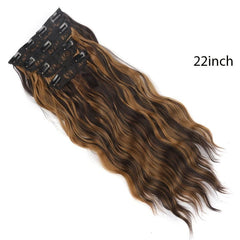 4pcs Water Wavy Clip In Hair Extensions Synthetic Hairpieces