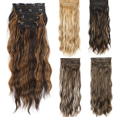 4pcs Water Wavy Clip In Hair Extensions Synthetic Hairpieces