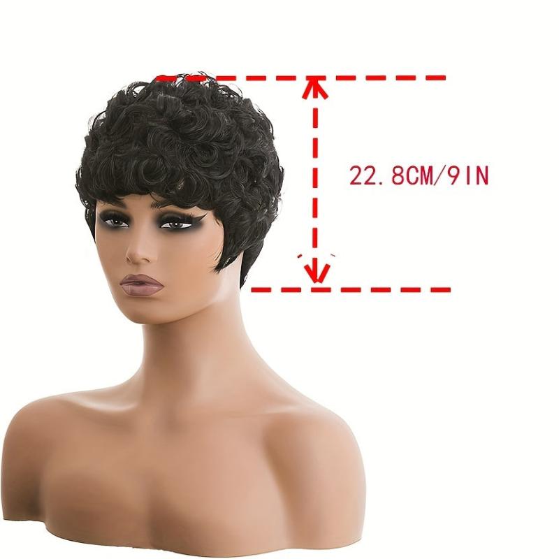 Short Pixie Kinky Curly Wig Burgundy Brown 10-16cm