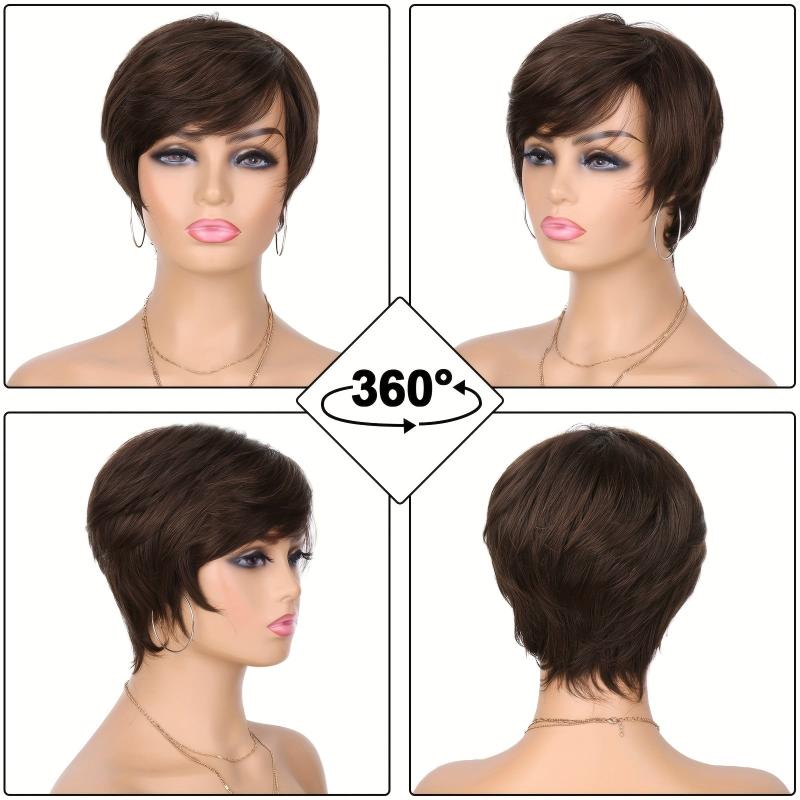 Pixie Cut Wigs for Women Layered Short Straight Synthetic Hair