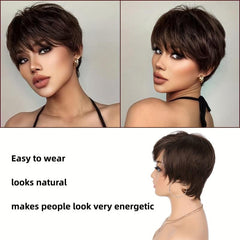 Pixie Cut Wigs for Women Layered Short Straight Synthetic Hair