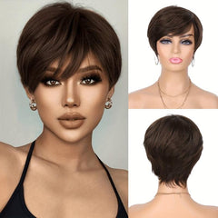 Pixie Cut Wigs for Women Layered Short Straight Synthetic Hair