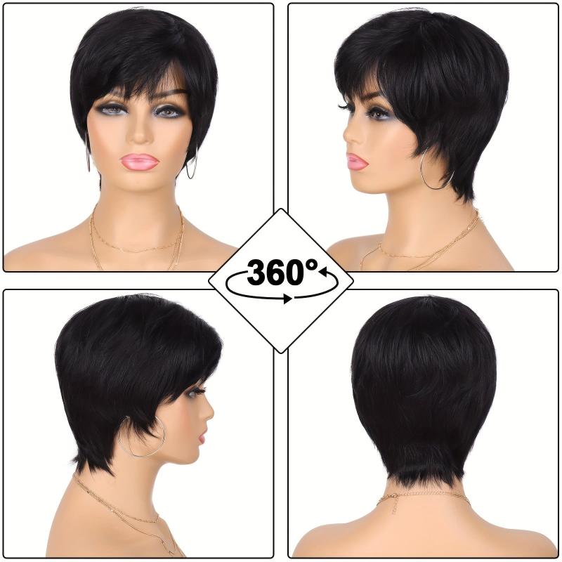 Pixie Cut Wigs for Women Layered Short Straight Synthetic Hair