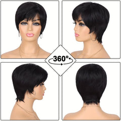 Pixie Cut Wigs for Women Layered Short Straight Synthetic Hair