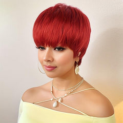 Short Bob Pixie Cut Wig with Bangs Soft Natural Wigs for Women Daily Use