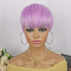 Short Bob Pixie Cut Wig with Bangs Soft Natural Wigs for Women Daily Use