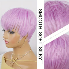 Short Bob Pixie Cut Wig with Bangs Soft Natural Wigs for Women Daily Use