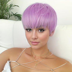 Short Bob Pixie Cut Wig with Bangs Soft Natural Wigs for Women Daily Use