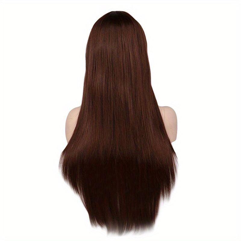 Pink Long Straight Hair Wigs With Bangs 66cm Synthetic Hair Replacement Wigs