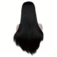 Pink Long Straight Hair Wigs With Bangs 66cm Synthetic Hair Replacement Wigs