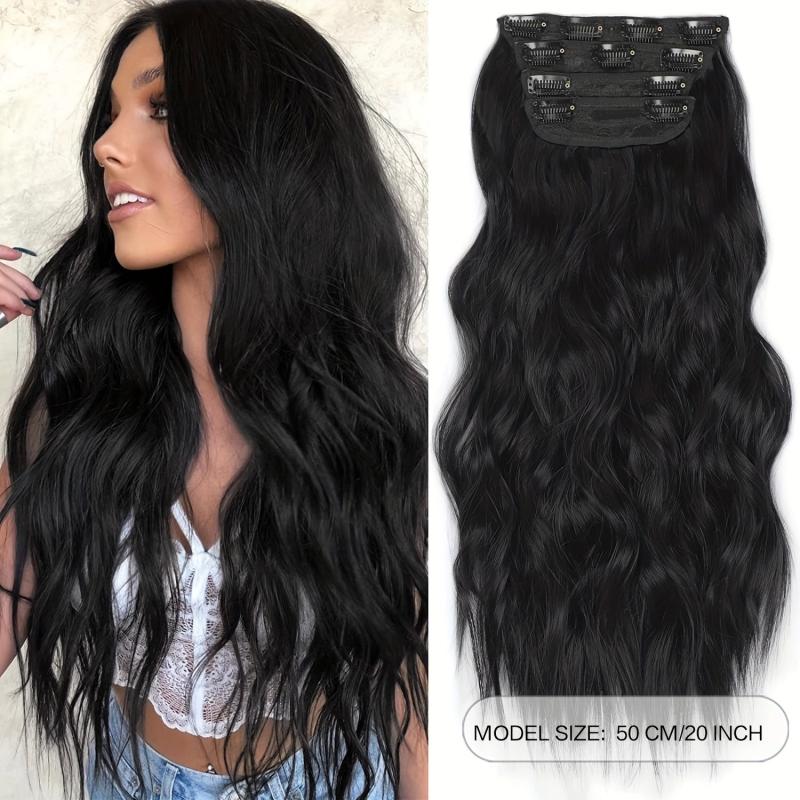 8 Cm Long Wavy Hair Extensions Clip In Curly Ombre Honey Blonde Thick Hairpieces