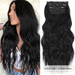 8 Cm Long Wavy Hair Extensions Clip In Curly Ombre Honey Blonde Thick Hairpieces