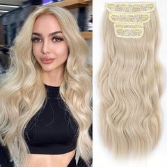 8 Cm Long Wavy Hair Extensions Clip In Curly Ombre Honey Blonde Thick Hairpieces