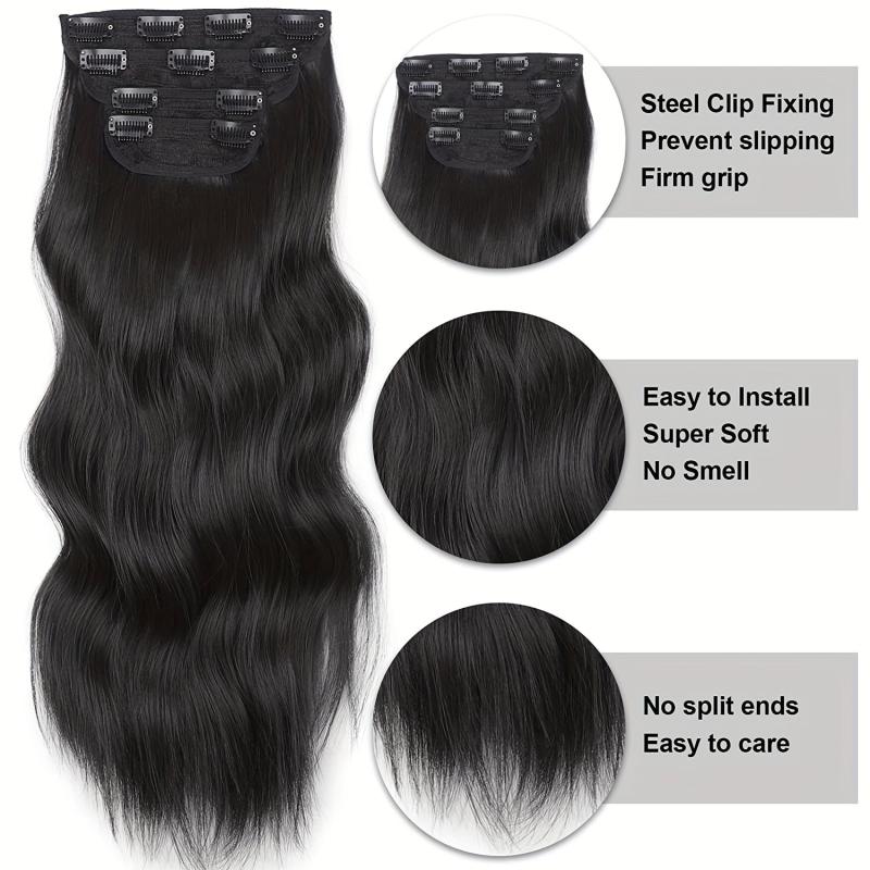 8 Cm Long Wavy Hair Extensions Clip In Curly Ombre Honey Blonde Thick Hairpieces