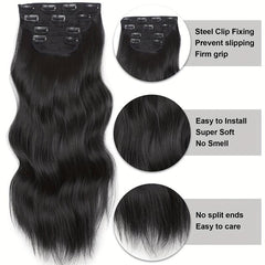 8 Cm Long Wavy Hair Extensions Clip In Curly Ombre Honey Blonde Thick Hairpieces