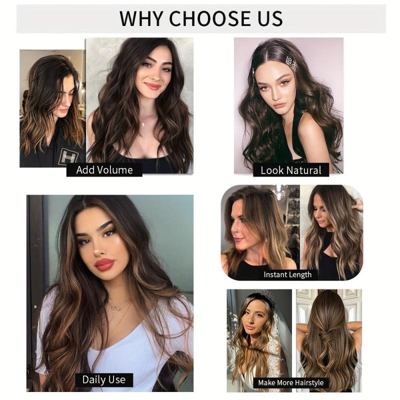 8 Cm Long Wavy Hair Extensions Clip In Curly Ombre Honey Blonde Thick Hairpieces