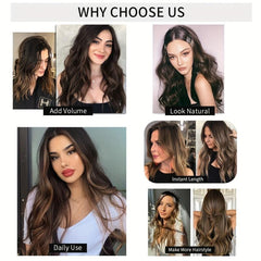 8 Cm Long Wavy Hair Extensions Clip In Curly Ombre Honey Blonde Thick Hairpieces