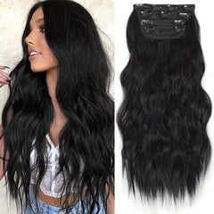 8 Cm Long Wavy Hair Extensions Clip In Curly Ombre Honey Blonde Thick Hairpieces