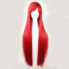 Colorful Long Straight Synthetic Wig With Bangs for Party Cosplay
