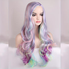 Colorful Long Curly Wavy Wig Synthetic Wig for Halloween Party