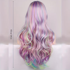 Colorful Long Curly Wavy Wig Synthetic Wig for Halloween Party