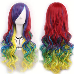 Colorful Long Curly Wavy Wig Synthetic Wig for Halloween Party