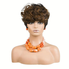 Short Mixed Brown Synthetic Pixie Cut Wig For Women