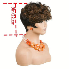 Short Mixed Brown Synthetic Pixie Cut Wig For Women