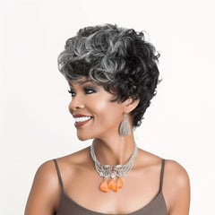 Short Mixed Brown Synthetic Pixie Cut Wig For Women