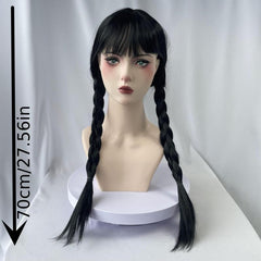 Long Pigtails Costume Wig with Bangs for Women Girls Movie Cosplay