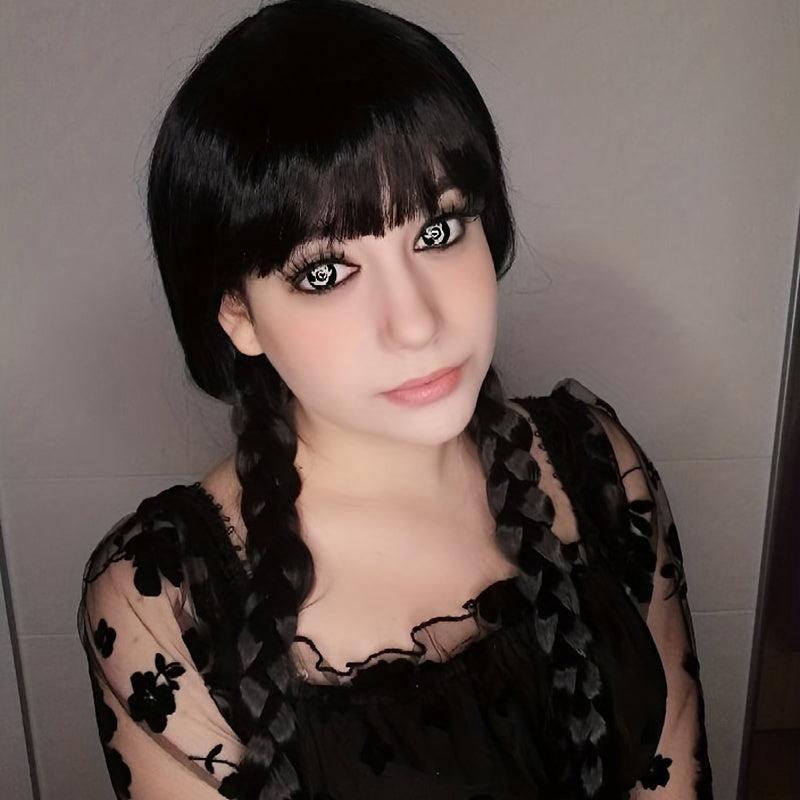 Long Pigtails Costume Wig with Bangs for Women Girls Movie Cosplay