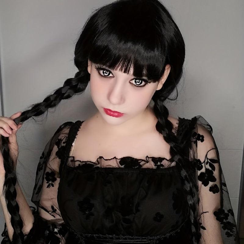 Long Pigtails Costume Wig with Bangs for Women Girls Movie Cosplay