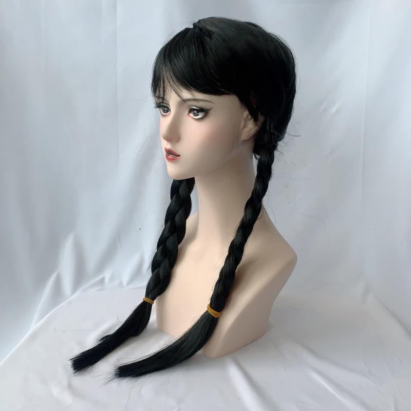 Long Pigtails Costume Wig with Bangs for Women Girls Movie Cosplay