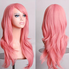 Colorful Long Curly Wig With Bangs Synthetic Wig Heat Resistant