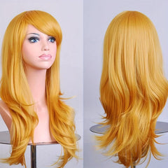 Colorful Long Curly Wig With Bangs Synthetic Wig Heat Resistant
