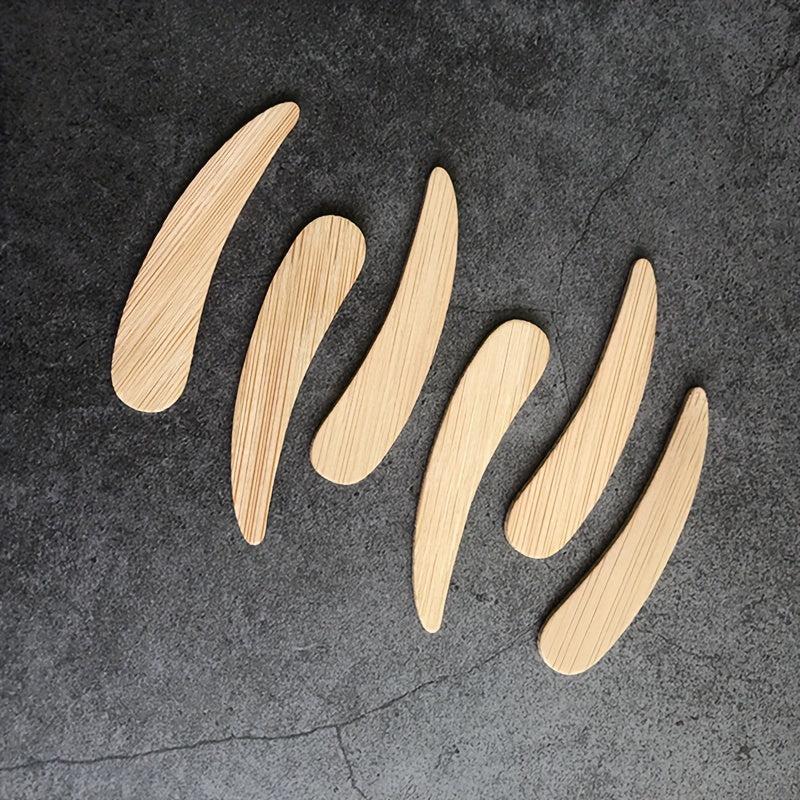 50pcs Bamboo Cosmetic Spatula Small Cosmetic Scoop Spoon Wooden Mini Facial Crea